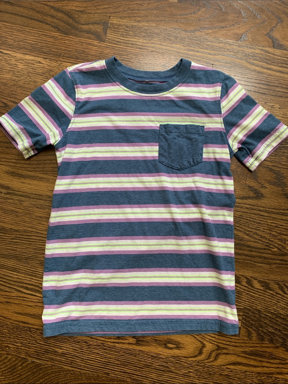 Carter's Navy, Pink & Cream Striped Pocket Tee